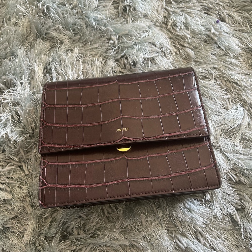 JW PEI Croc-Embossed Wallet in Burgundy